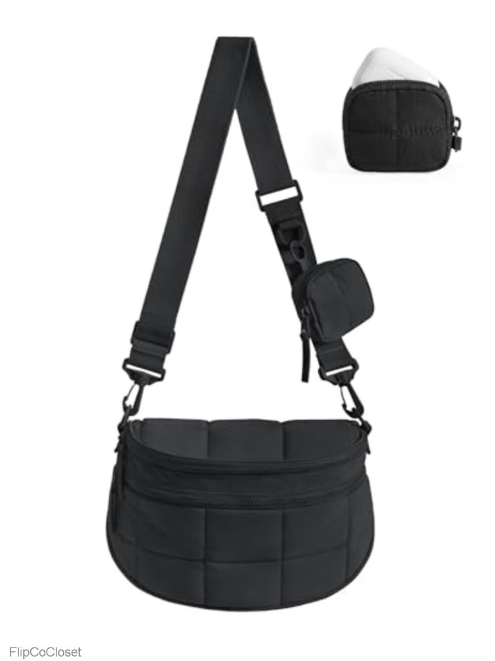 Quilted Nylon Puffer Crossbody Bum Bag Detachable Pouch